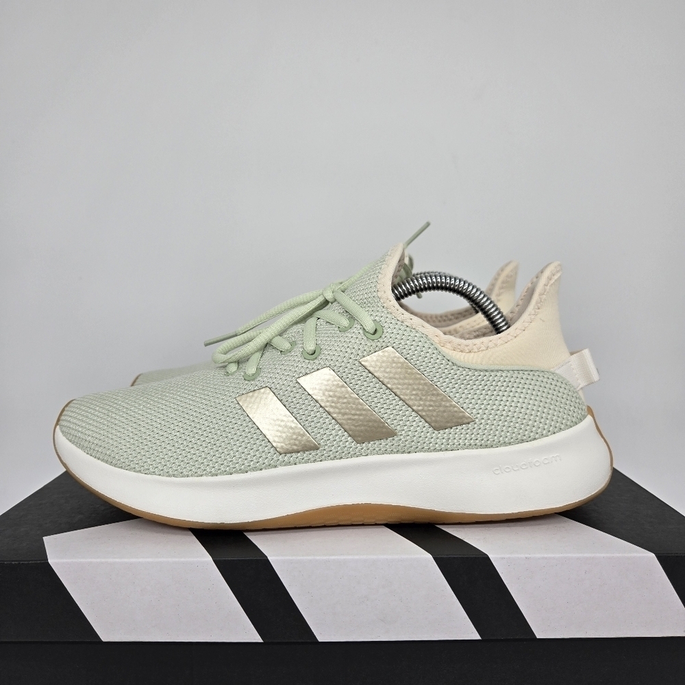 New adidas Cloudfoam Pure 'Linen Green Gum' Women's Running Shoes Size 8.5